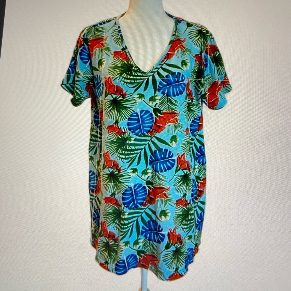 Coral Bay Tropical Print Swim Coverup - Blue, Green, Orange